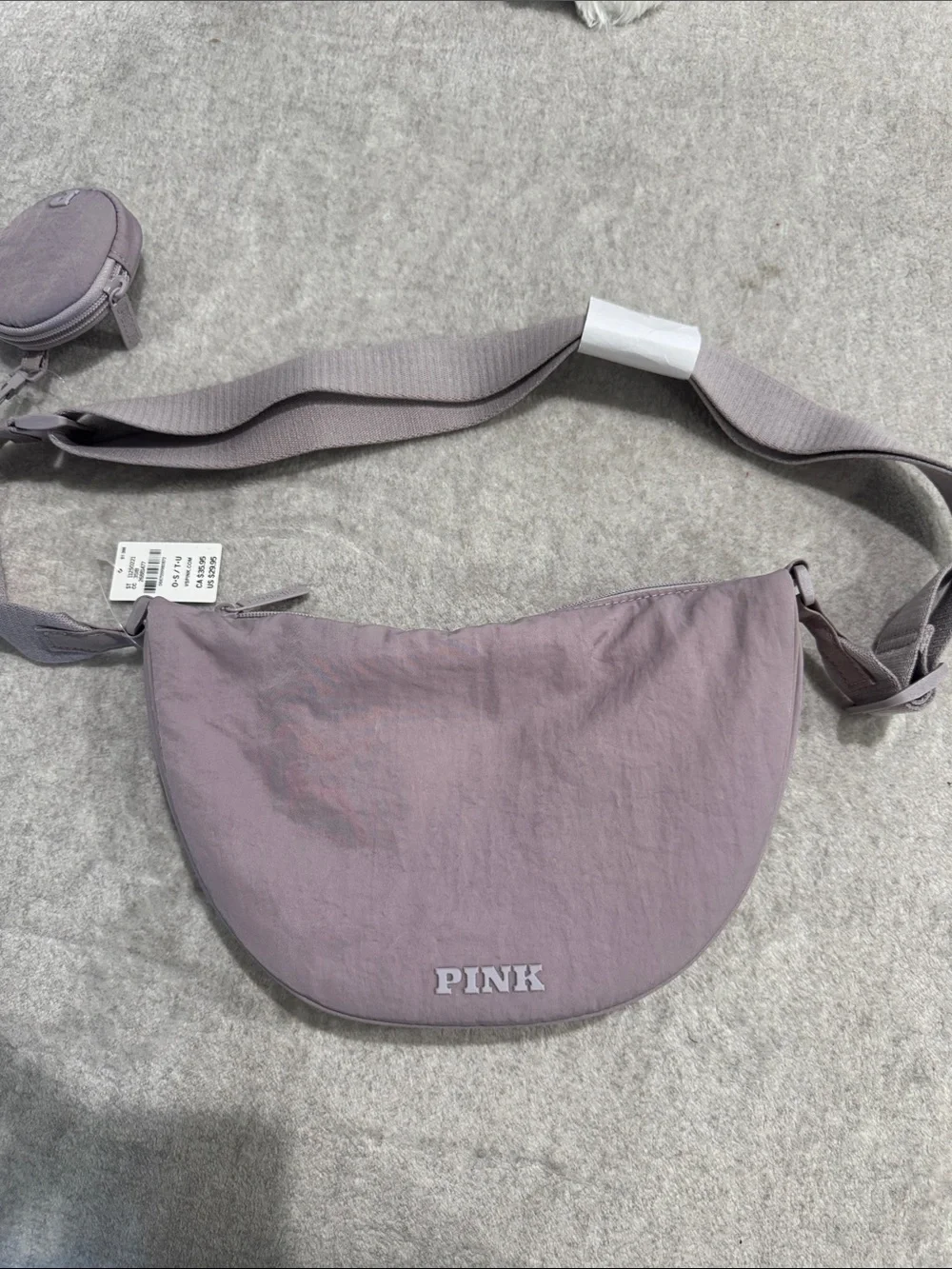 PINK Lavender Grey Crossbody Belt Bag with Coin Pouch